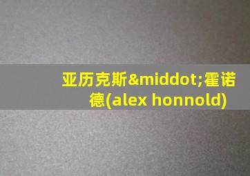 亚历克斯·霍诺德(alex honnold)